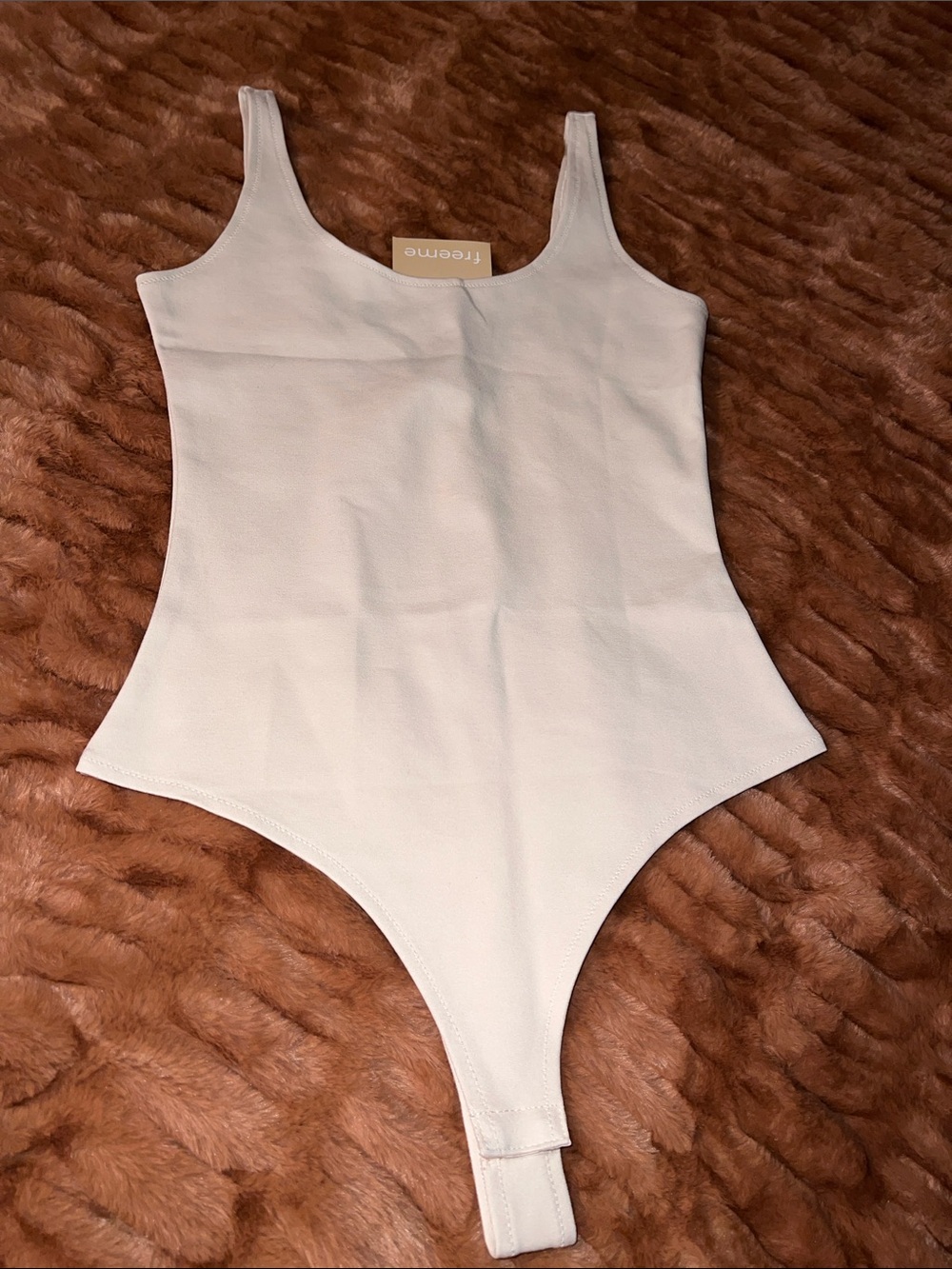 Cream Scoop Neck Bodysuit for Women